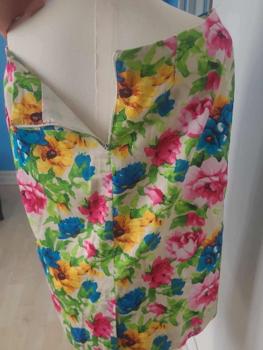Bright Floral Midi Skirt in Pink, Blue & Yellow - Picture 4 of 9